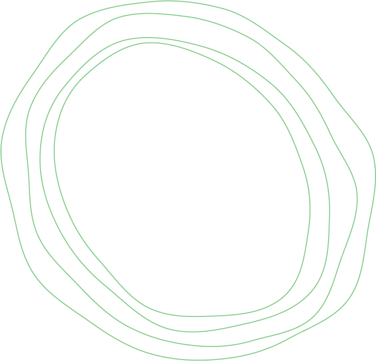 Abstract green concentric organic loop outlines on a black background