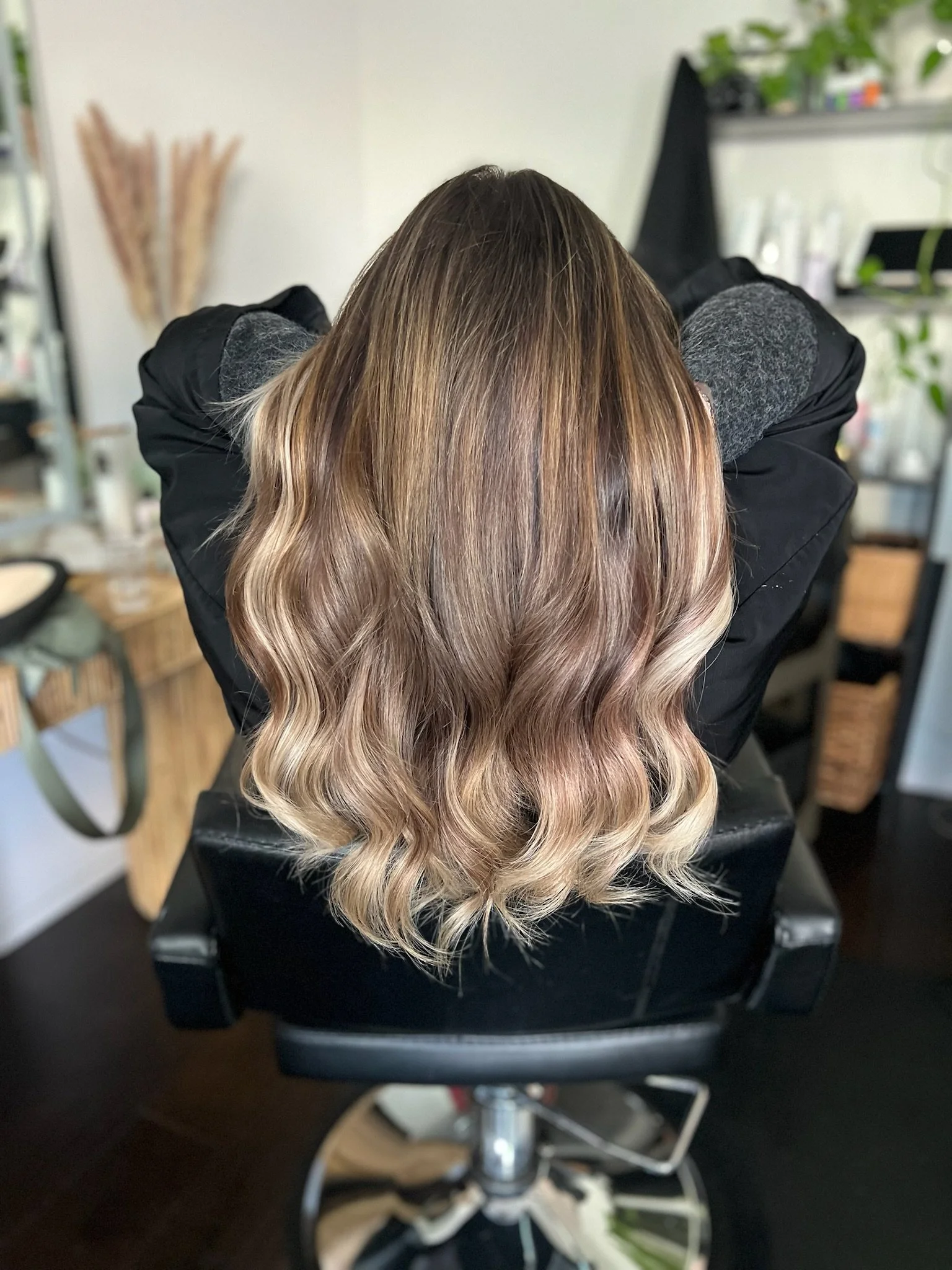 Completed hair transformation by Dalina Rivas featuring custom hair color, personalized haircut, and healthy hair treatment.