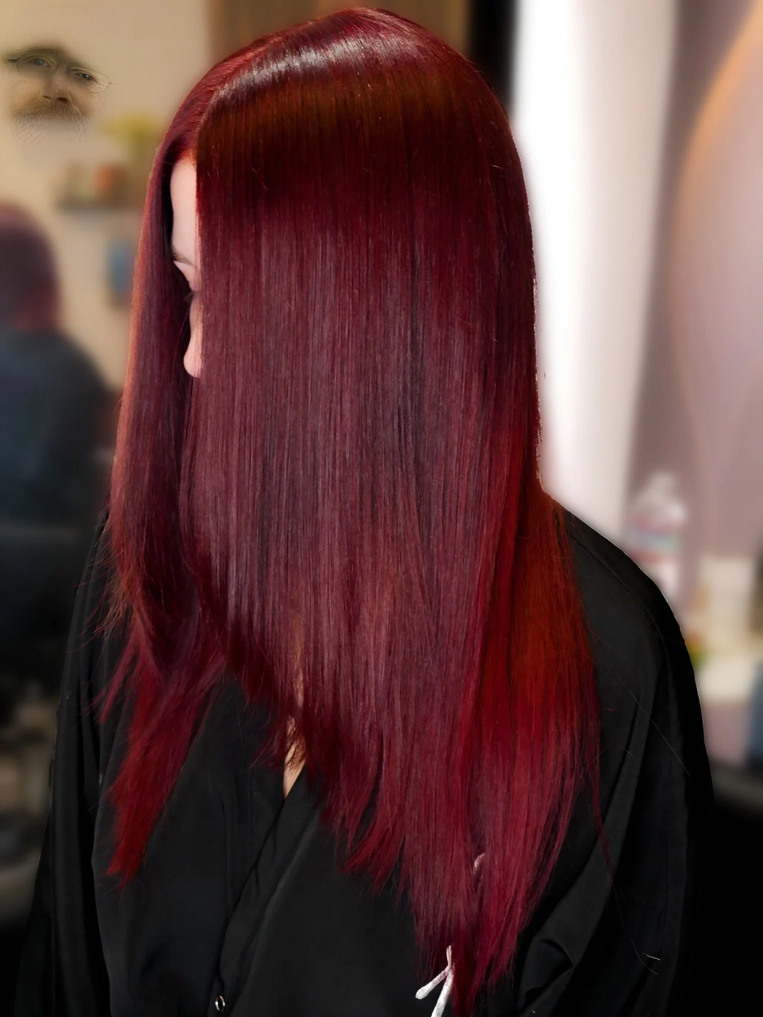 Completed hair transformation by Dalina Rivas featuring custom hair color, personalized haircut, and healthy hair treatment.