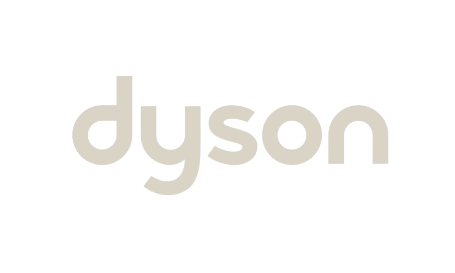 Dyson logo in gray letters on a black background.