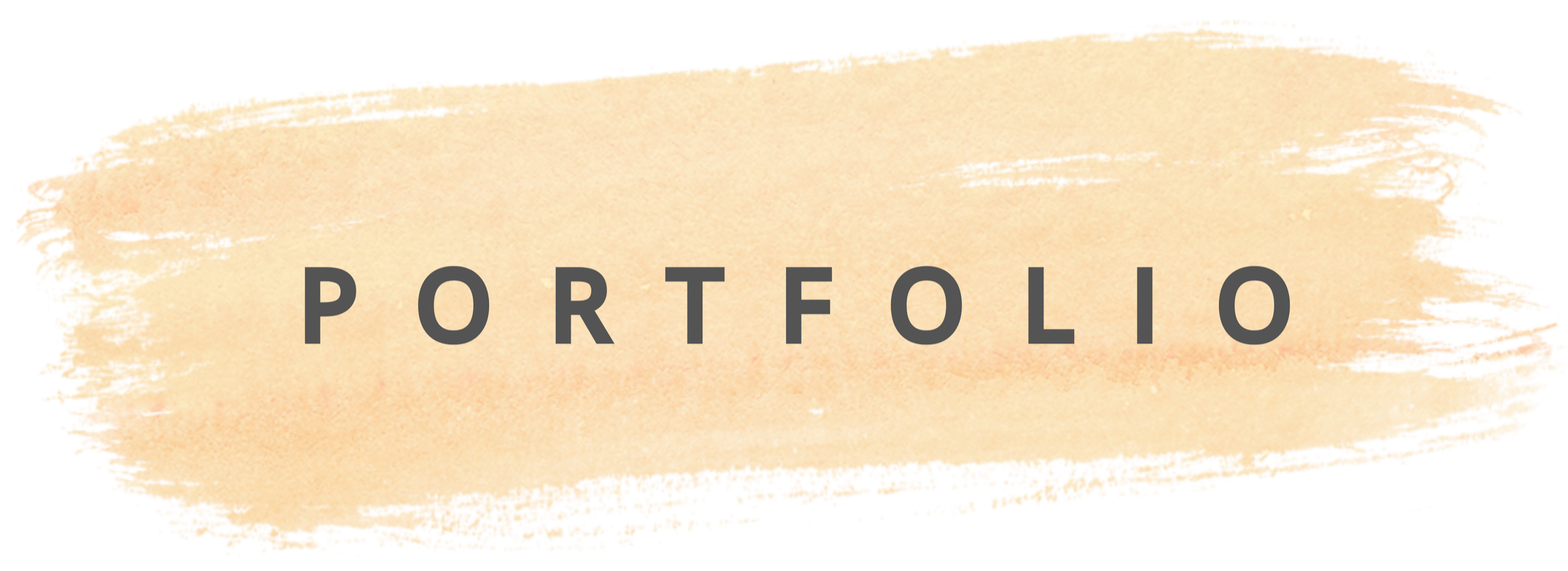 Graphic of a beige paint streak with the word 'PORTFOLIO' in gray uppercase letters in the center.
