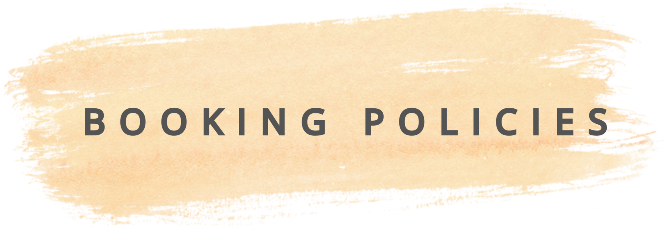 Booking policies written on a beige watercolor background.