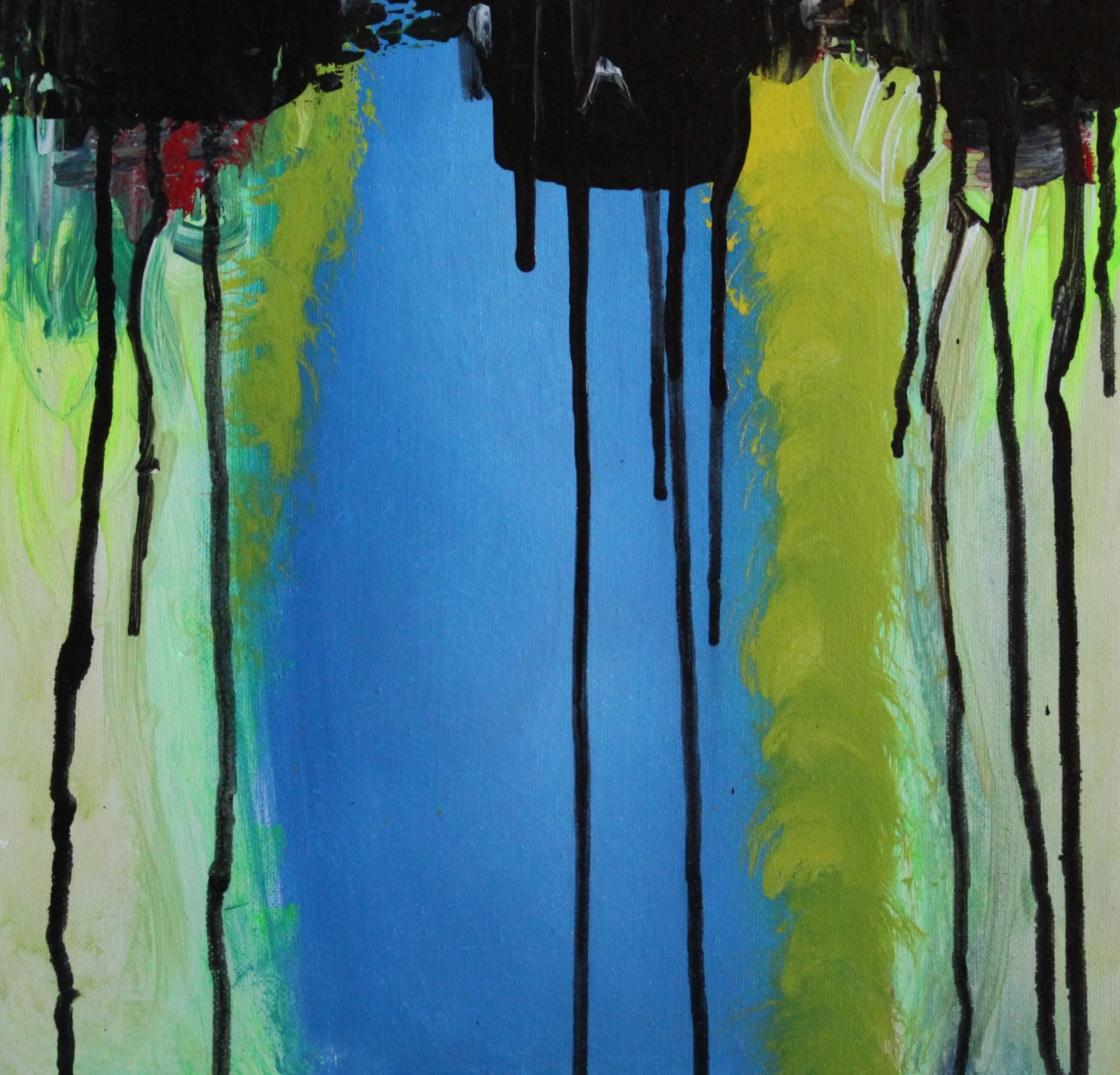 High Voltage, 2023, acrylic and gouache on canvas, 12" x 12" - $400