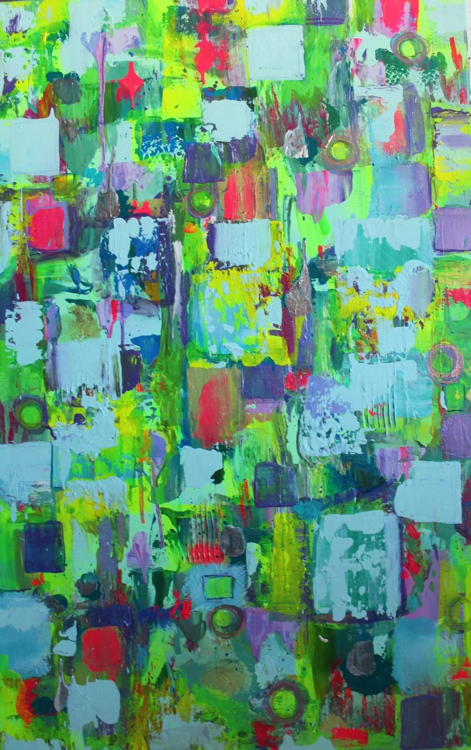 My Secret Garden, 2026, acrylic, gouache, graphite on canvas, 25" x 40" - $1800