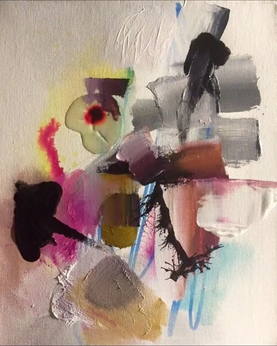 The Chessman, 2016, acrylic, ink, marker, gloss medium on canvas, 14" x 11" - Sold