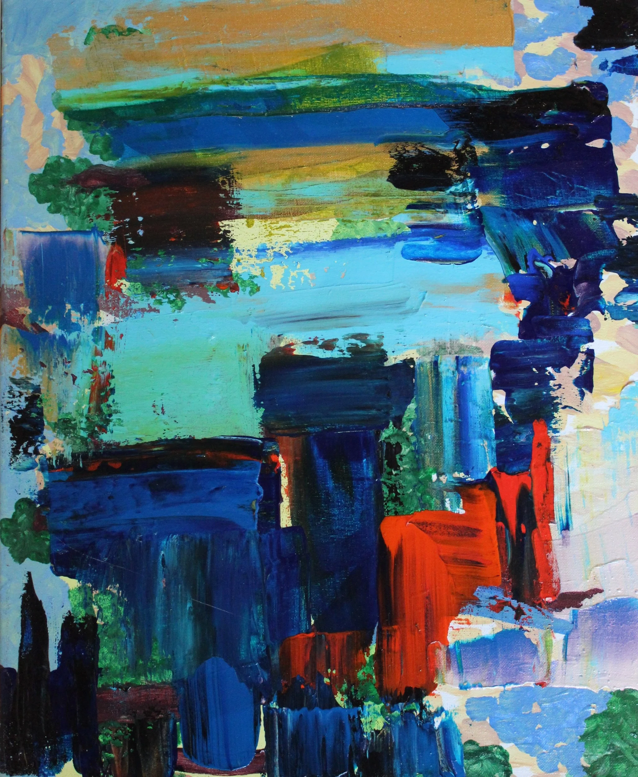 Untitled Blue Abstract, 2020, acrylic on canvas, 16" x 20" - $700 