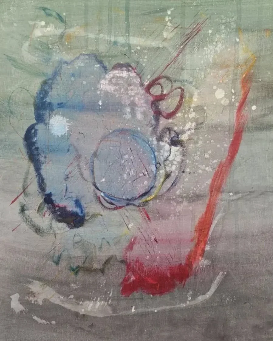 Combustion, 2015, acrylic and oil on canvas, 
16" x 20" - Sold  