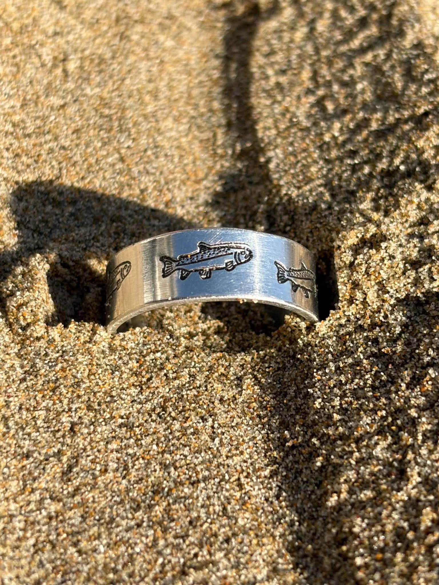 Adjustable Stamped Fish Ring