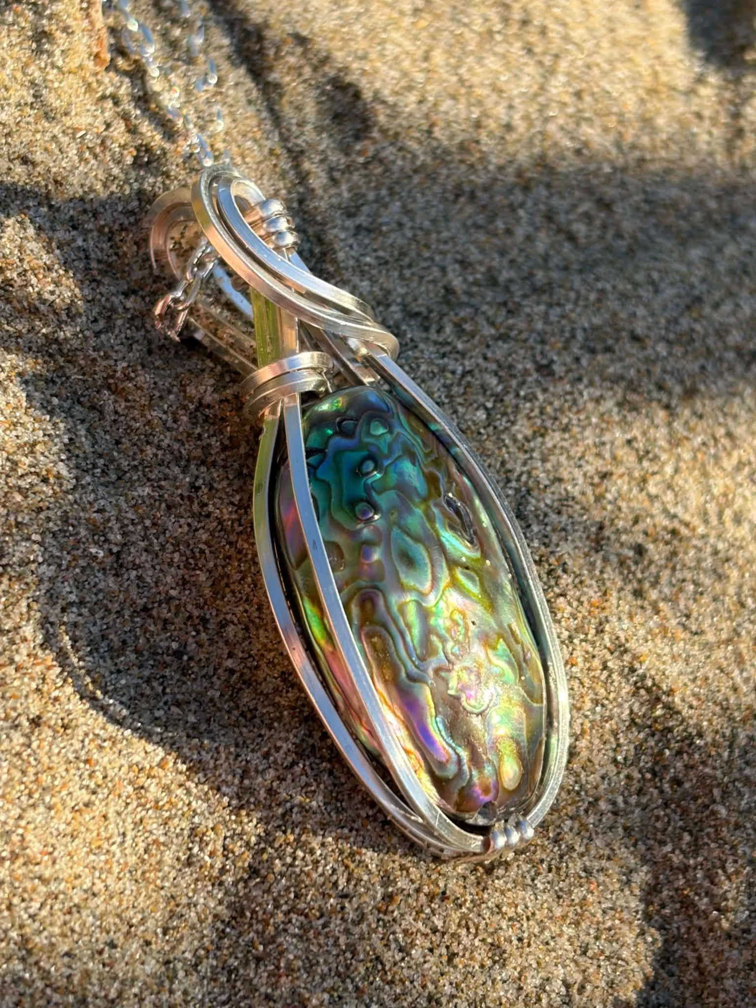 Abalone Wire Wrapped Necklace