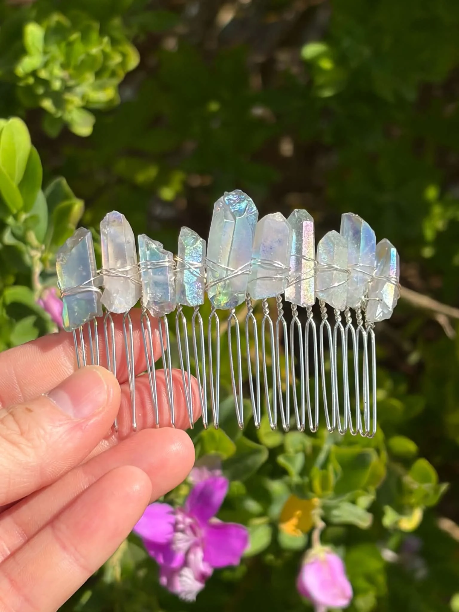 Grey Crystal Hair Comb