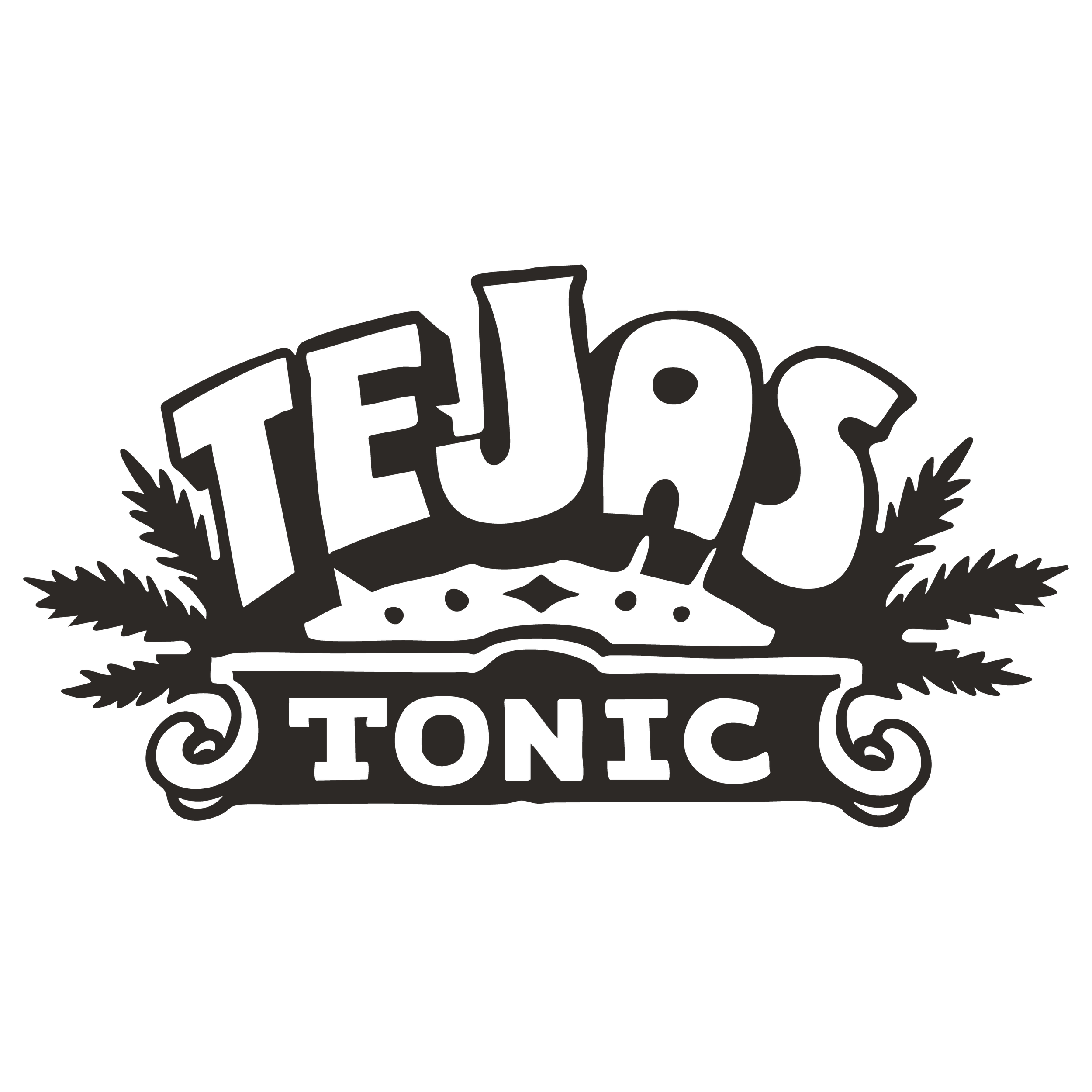 Black and white illustration of a hand-drawn sign that says 'Hello' with decorative elements like stars and curly lines.