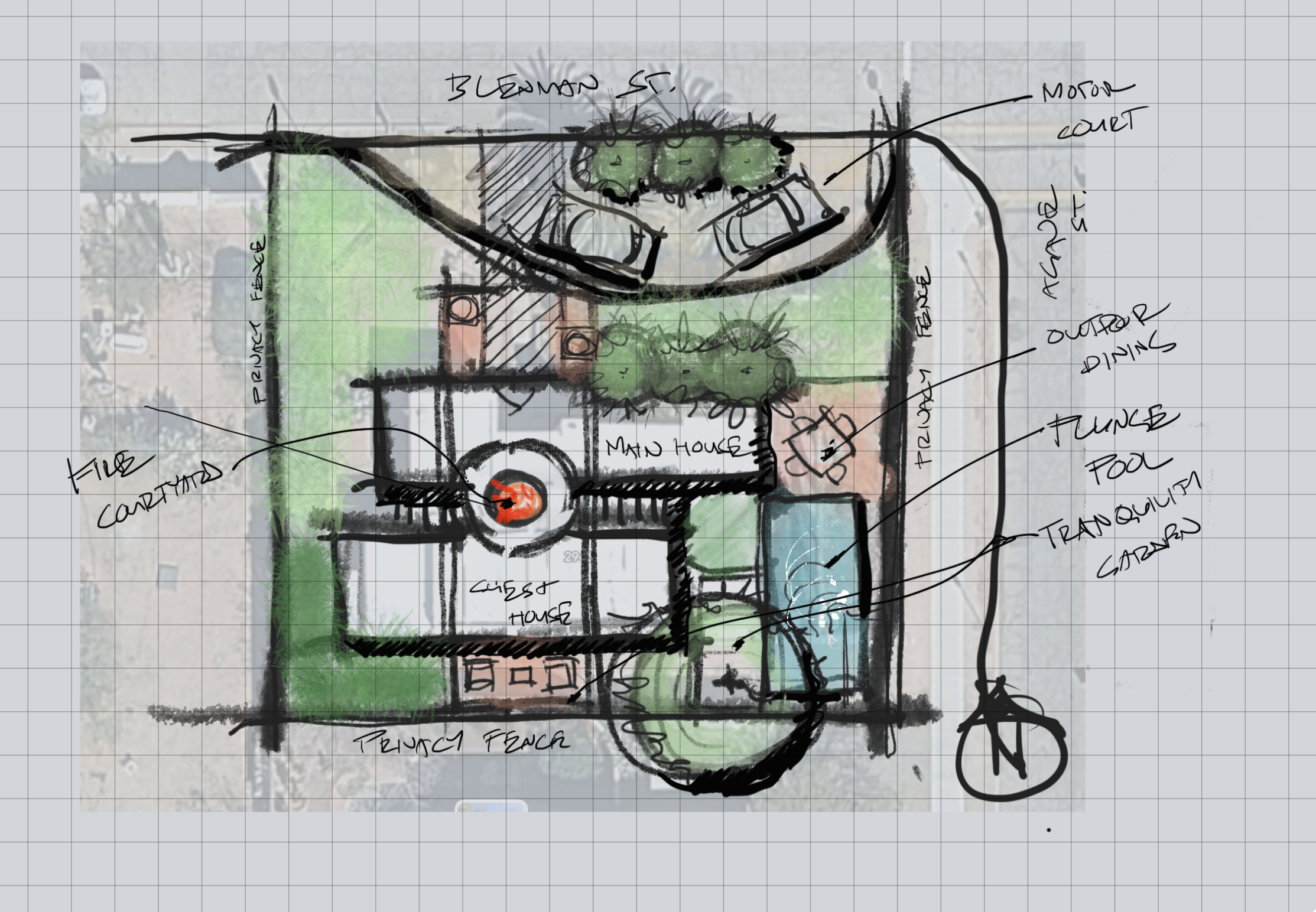 Site plan for modern city dwelling