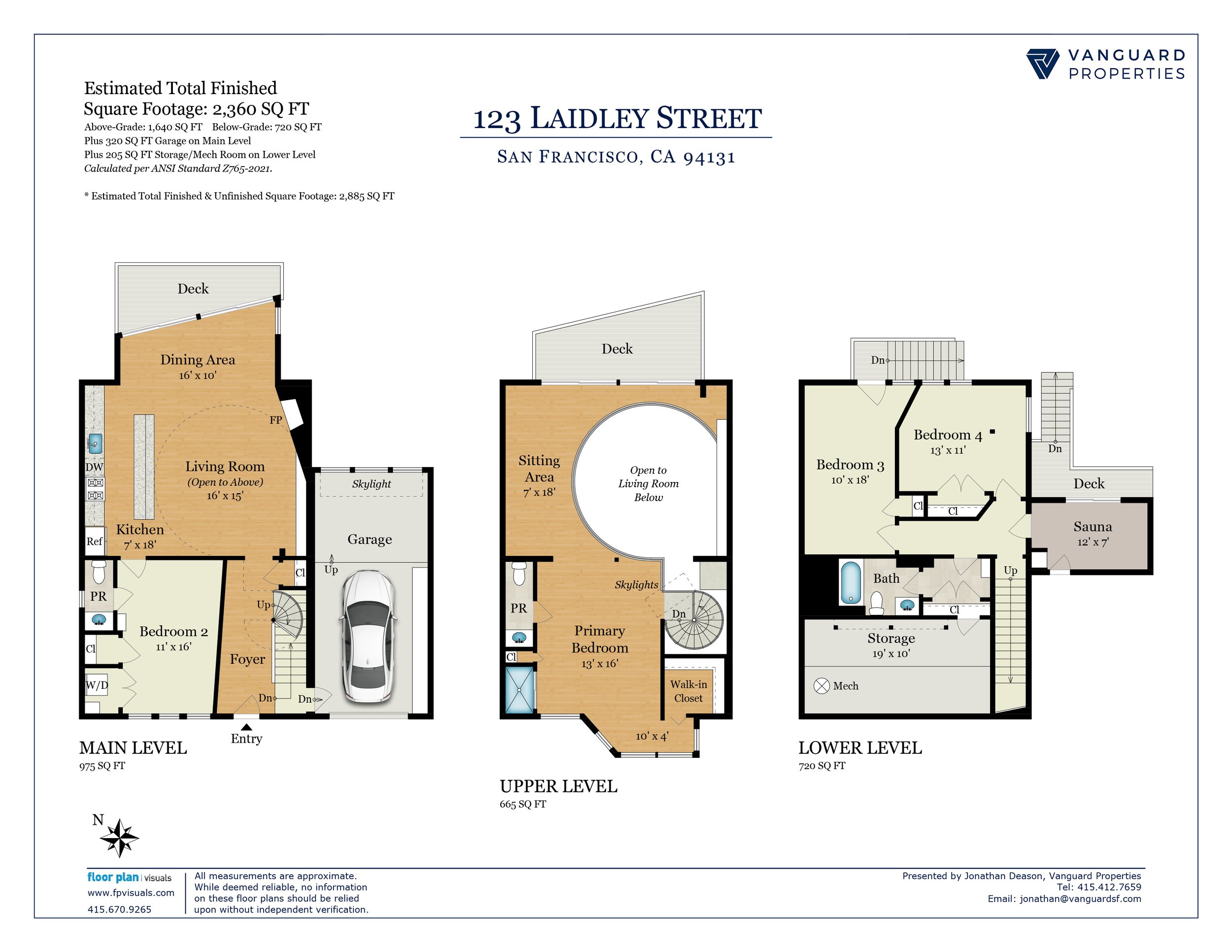 A detailed architectural floor plan for a residential property, showing different levels including main, upper, lower, and basement levels, with labels for rooms and features.