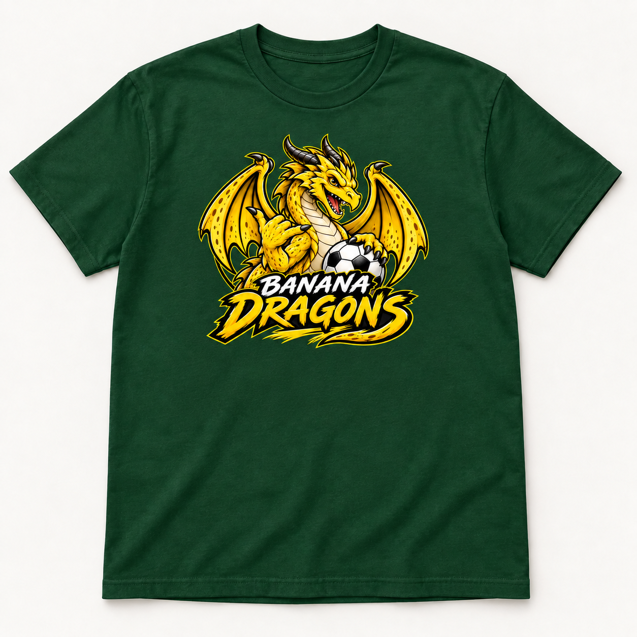 Banana Dragons Soccer Mascot T-Shirt — Front Only