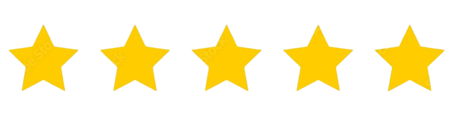 Five yellow stars in a row on a black background.
