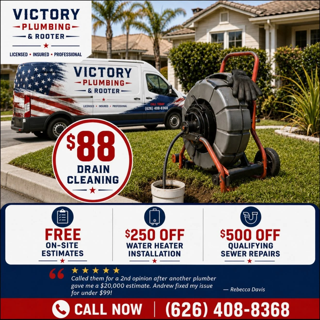 Your trusted local plumbing team 🇺🇸🔧
Quality work, fair pricing, and solutions you can count on.

📞 (626) 408-8368
📍 Serving LA &bull; OC &bull; IE &bull; Riverside County

Working plumbing is a Victory worth celebrating. 🏆

#WaterHeaterservice