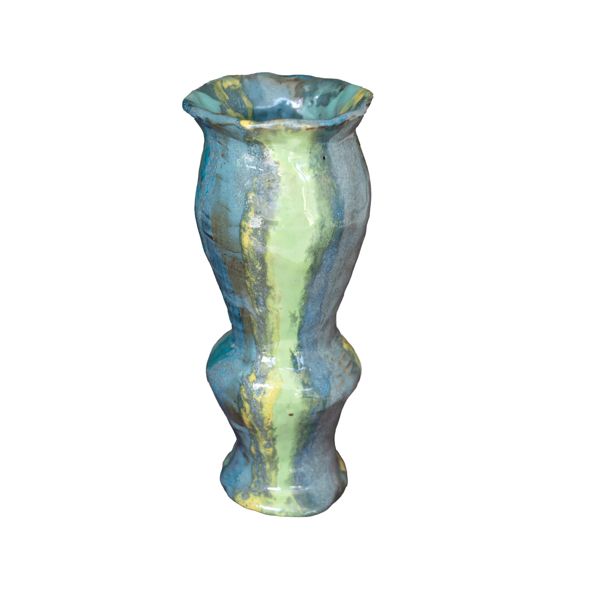 Hand Built Green Stripe Vase