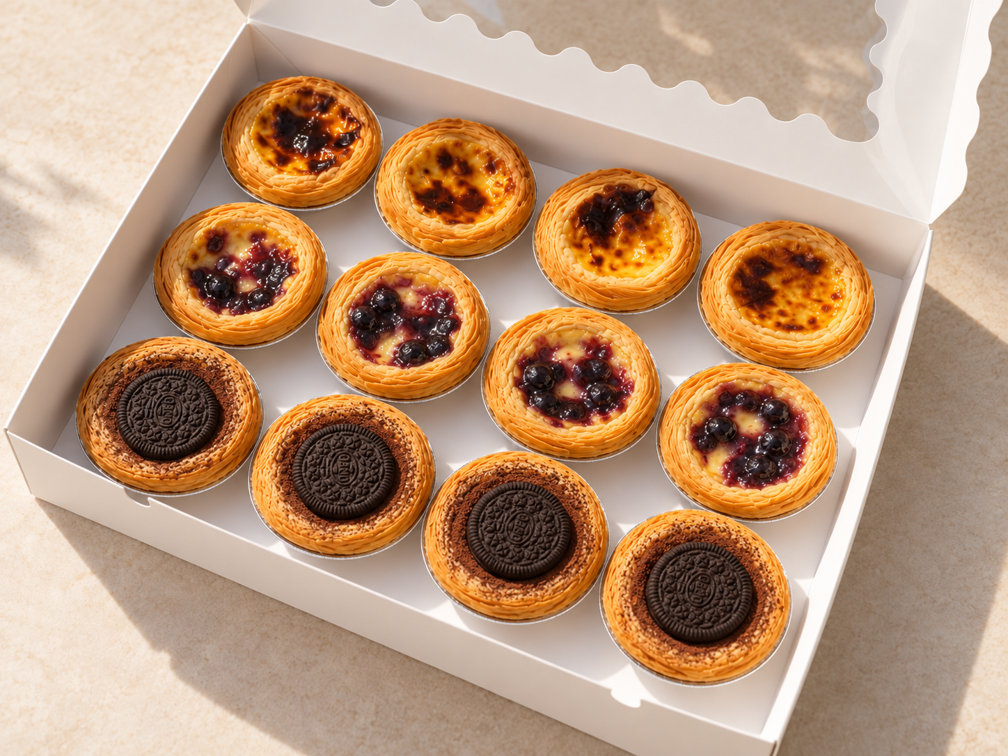 TATA TART Mixed Flavour Box with Original, Blueberry and Chocolate Tarts
