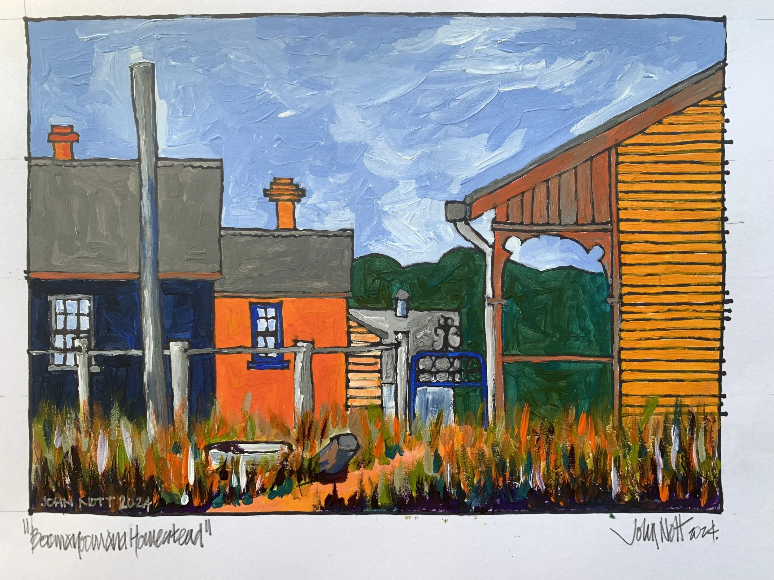Boomanoomana Homestead. 
Original painting.
30 x 21cm.
$425.
Unframed.