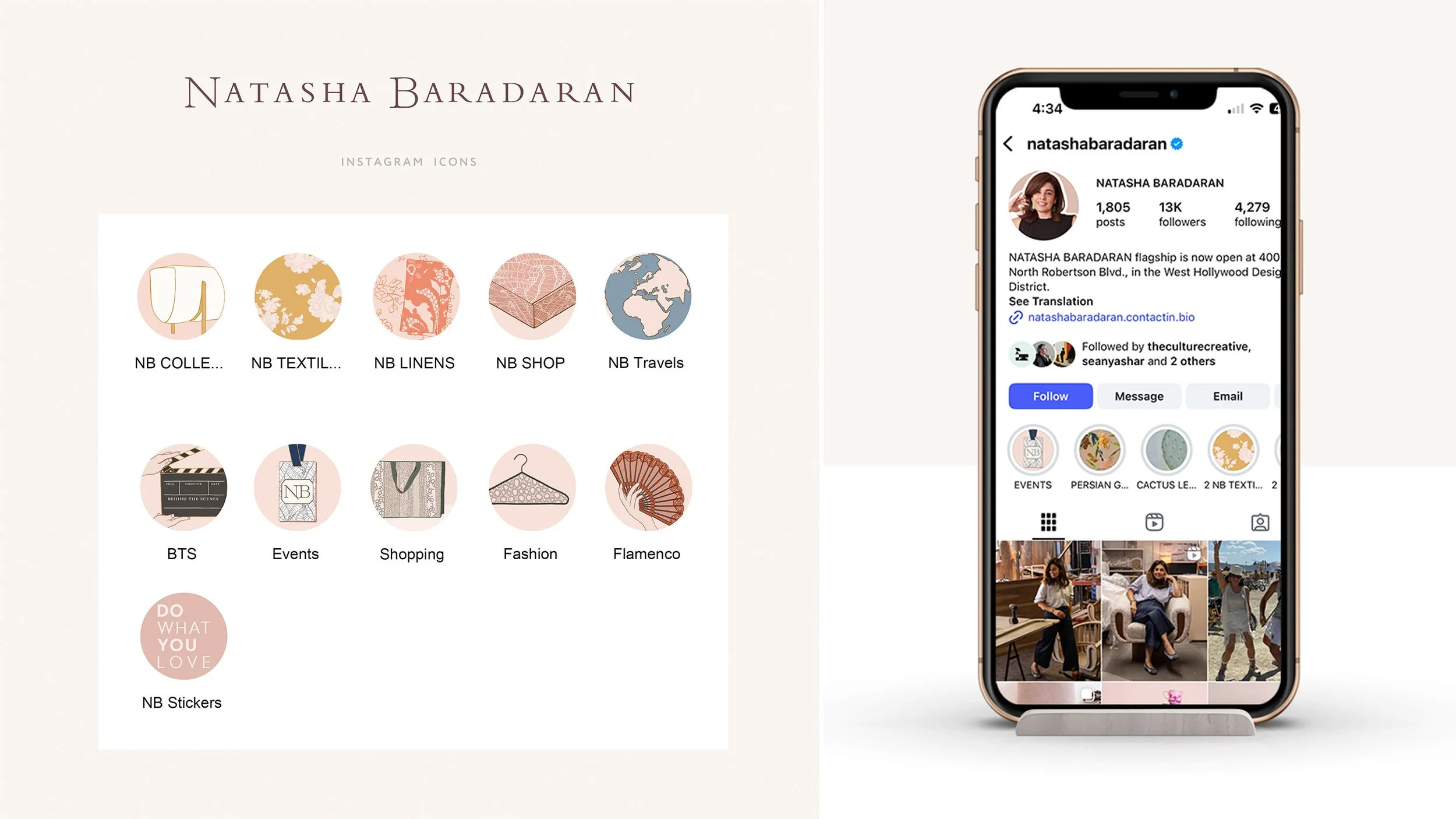  set of 11 Instagram highlight covers under the creative direction of 
Sean Yashar at The Culture Creative for Natasha Baradaran Inc. 