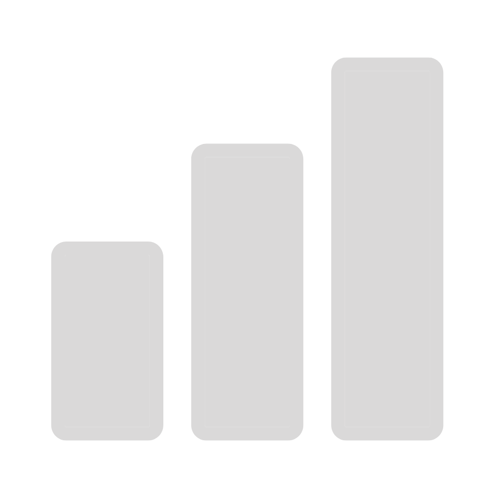 Gray bar chart with three vertical bars of increasing height from left to right.
