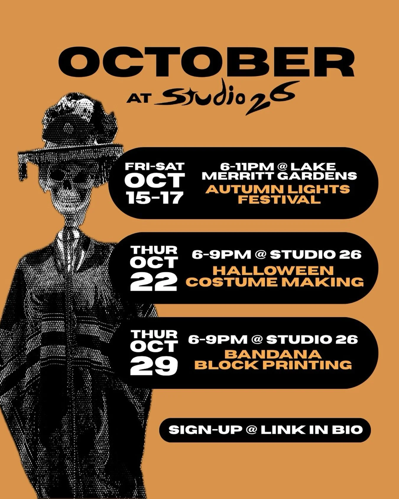 Celebrate spooky season with us this October! We&rsquo;ll be at @gardens_lake_merritt this weekend with @oaklandsaplings and have a super cool art installation to show you. Next week we&rsquo;re making Halloween costumes! And the following Thursday w