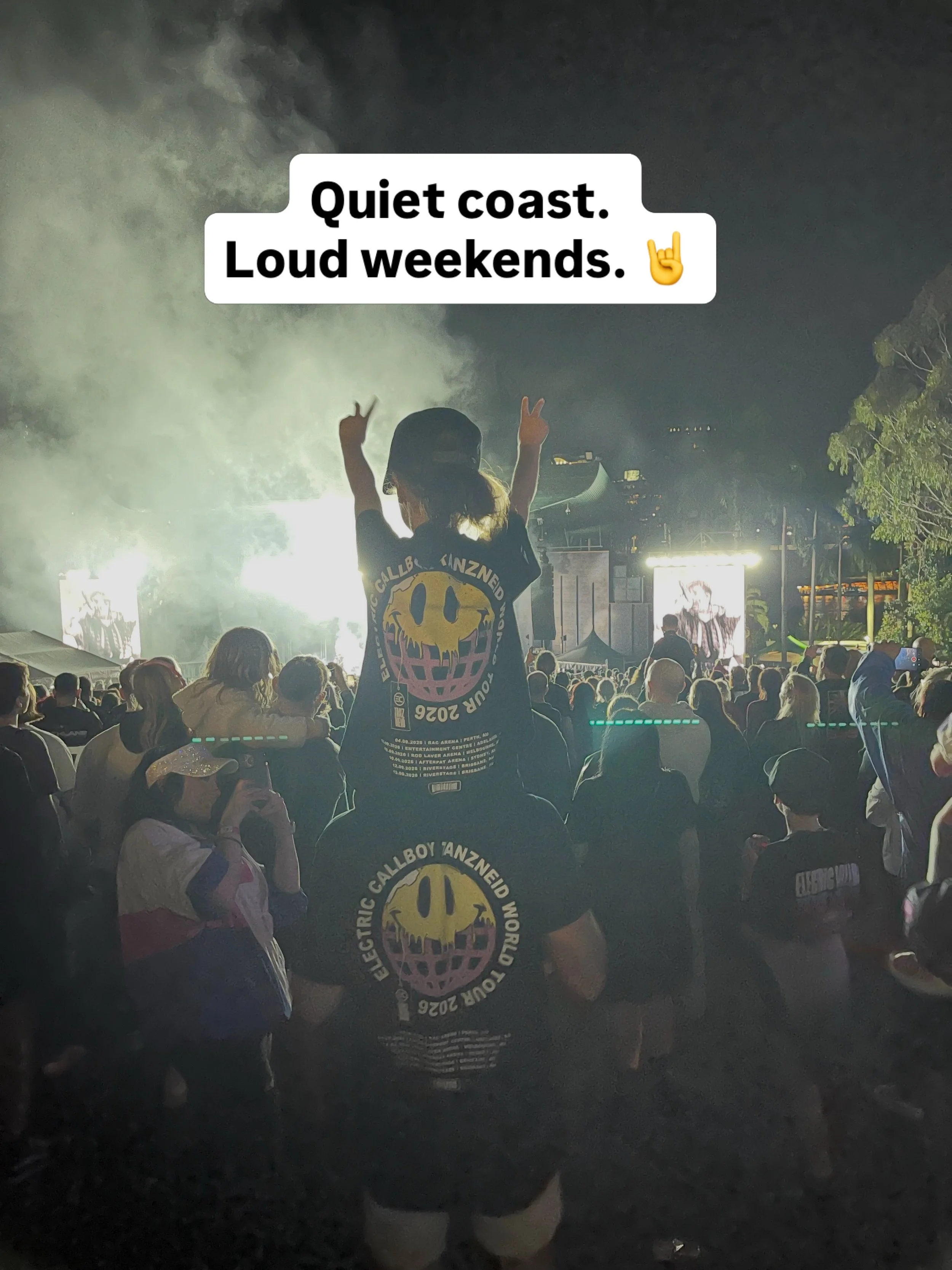 Coast Kids hit the big city 🤘

One of the best things about living on the Fraser Coast is enjoying the quiet coastal life, while still being close enough to Brisbane for the occasional big adventure.

Dad took our two oldest to see Electric Callboy,