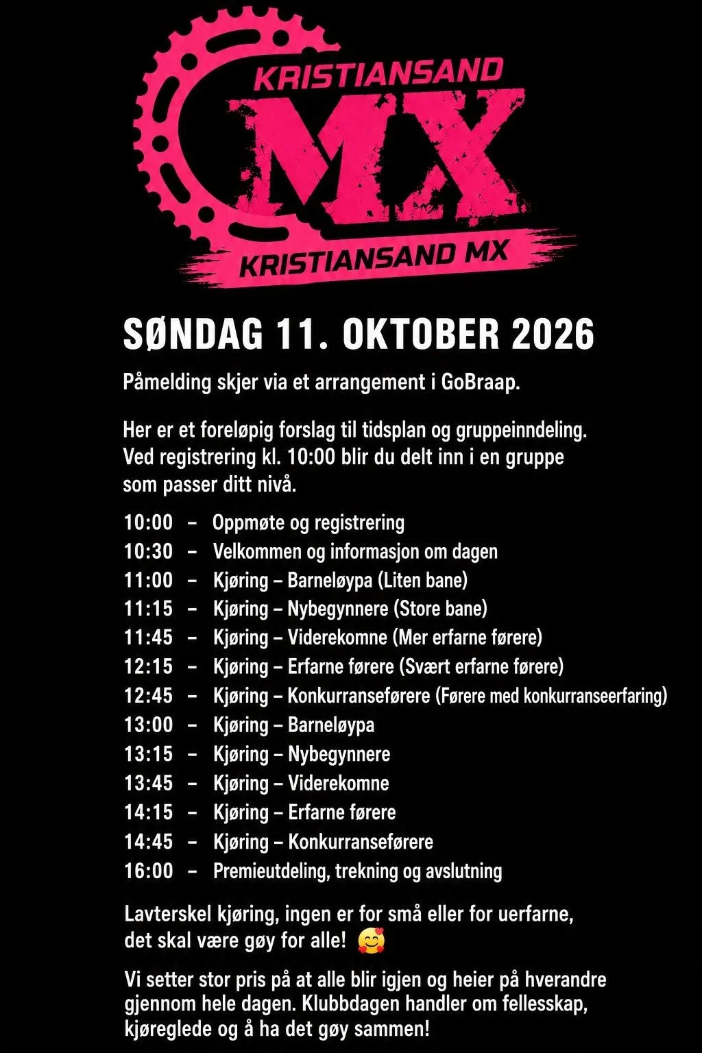 Klubbens aktivitetsdag: søndag 11. oktober 2026