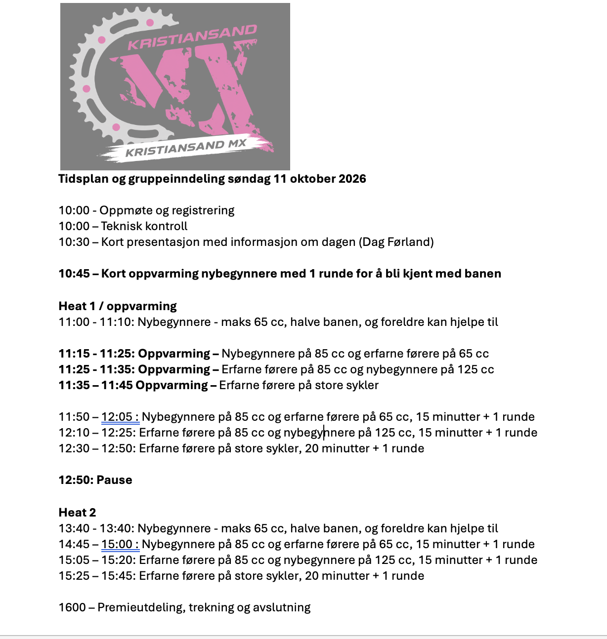 Klubbens aktivitetsdag: søndag 11. oktober 2026