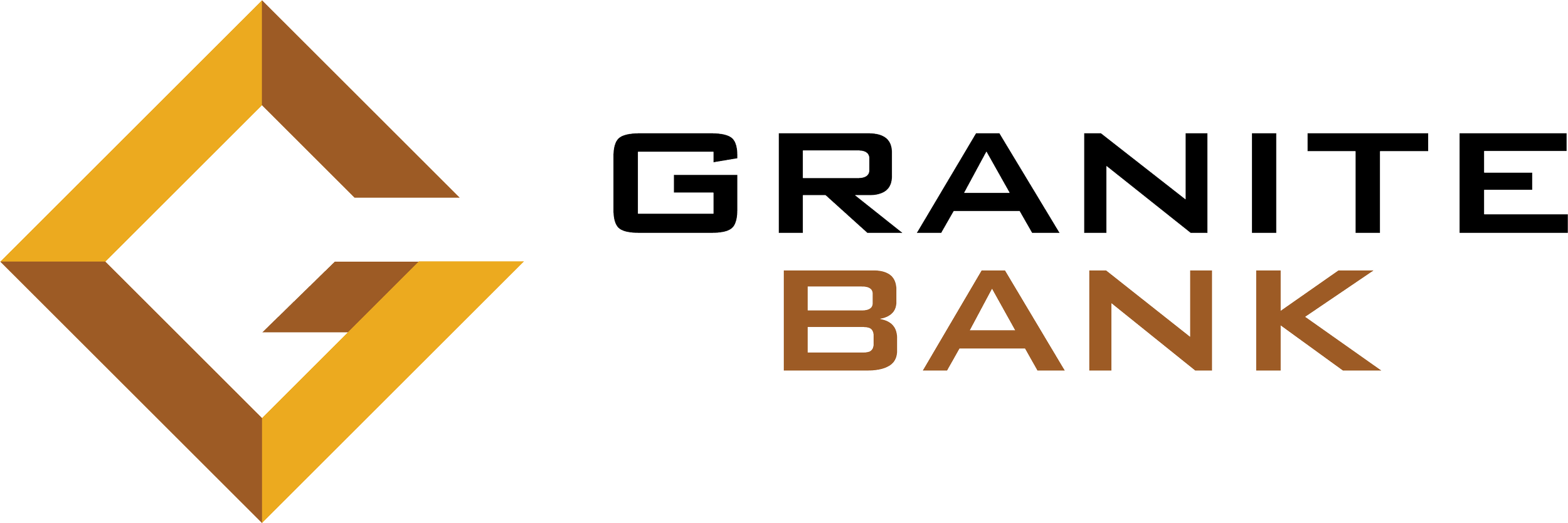 Grantte Bank logo with a geometric design in gold and brown colors and black text.
