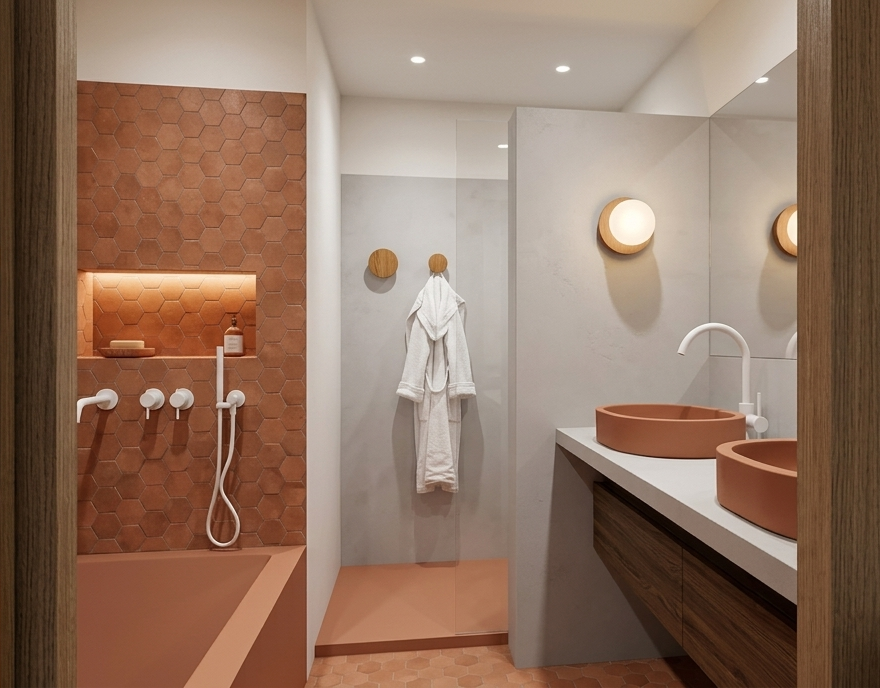 Modification du volume salle de bain avec création d'une douche.