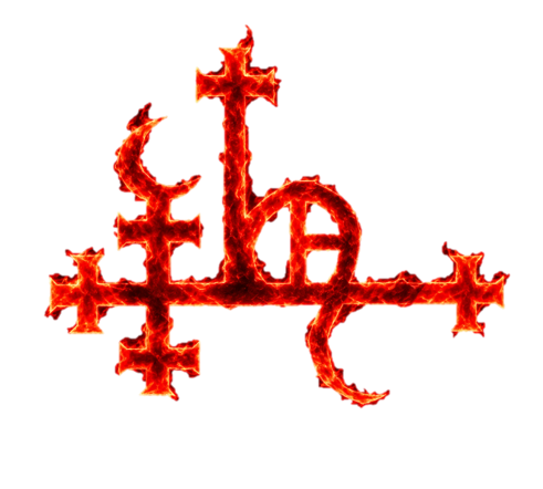 The sigil of Aella Anord. An almost demonic symbol glowing in red fire, akin to the symbol of Lilith.