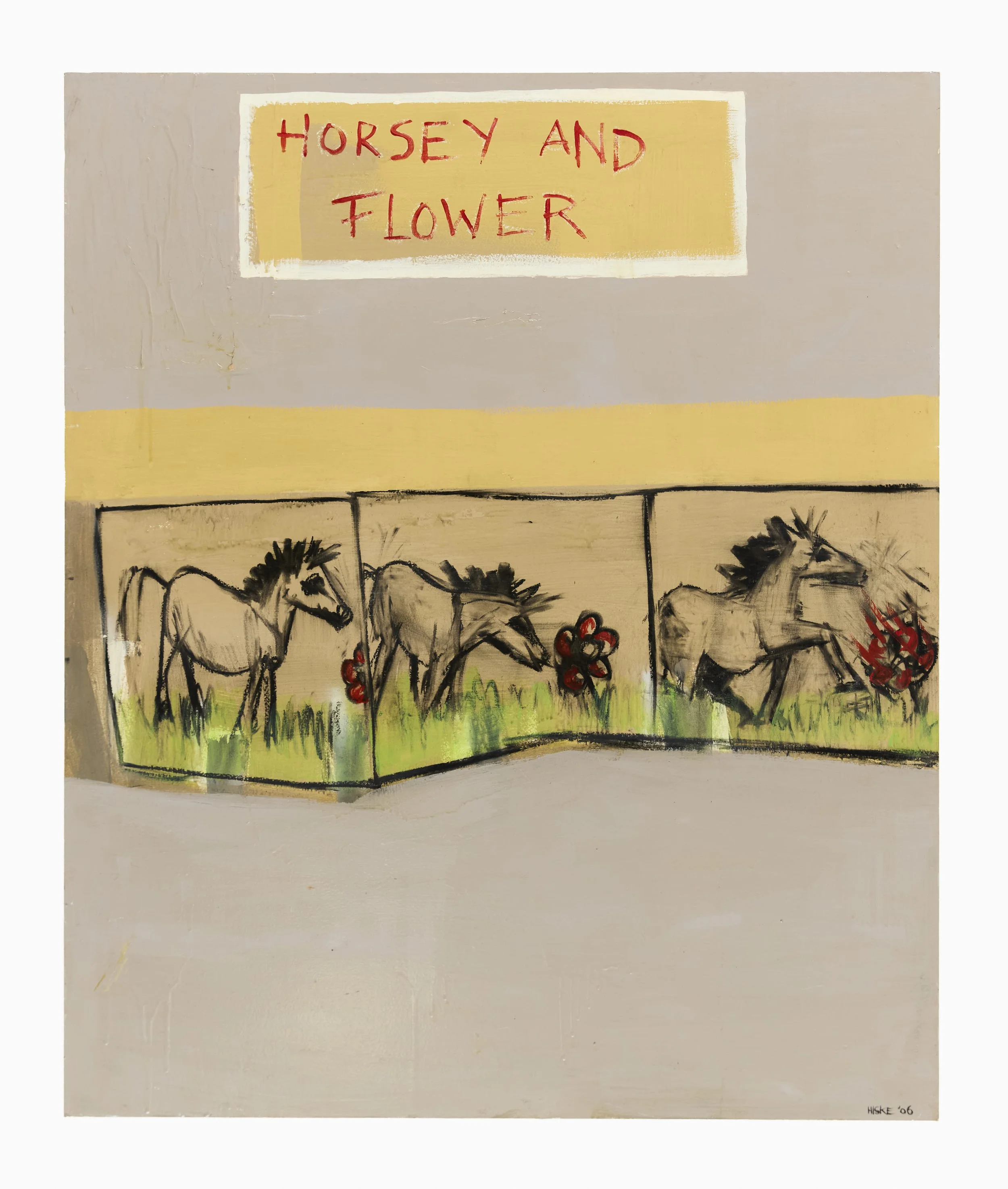 Horsey and flower 2006 106x88 mixed media on board.jpg
