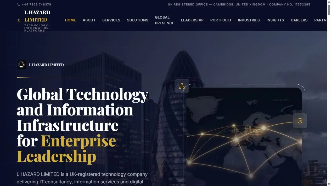 L Hazard Technology corporate website preview