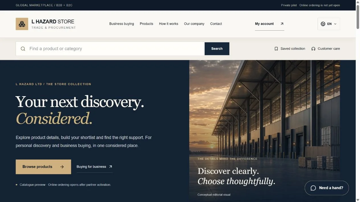 L Hazard Store product discovery and business buying website