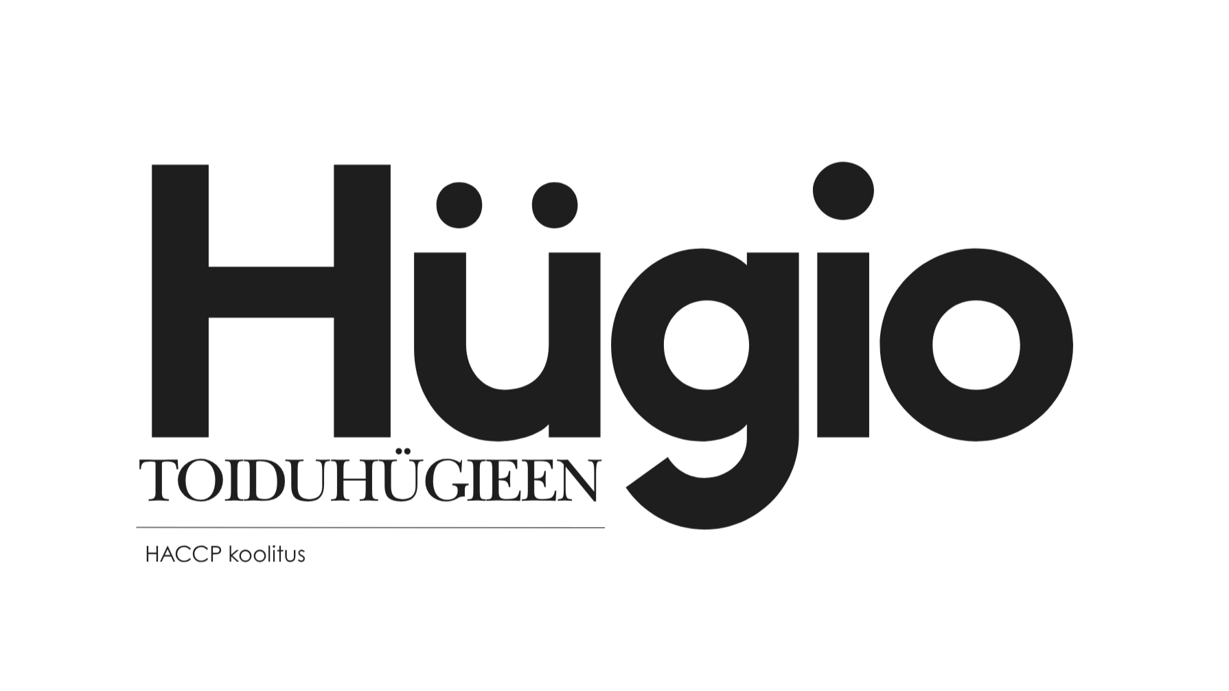 Black and white HACCP logo with the words "Hügio" in large bold letters and "TOIDUHÜGIEEN" below in smaller font, along with "HACCP koolitus" at the bottom.