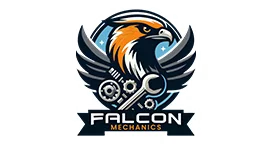 Logo of Falcon Mechanics featuring a stylized falcon head with mechanical elements and the text 'FALCON MECHANICS'.