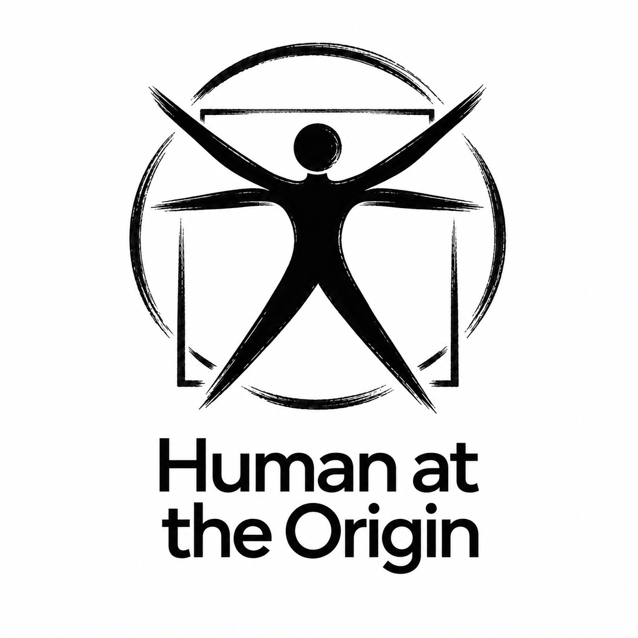 Human at the Origin logo: a flowing, gender-neutral human figure within a circle and square.