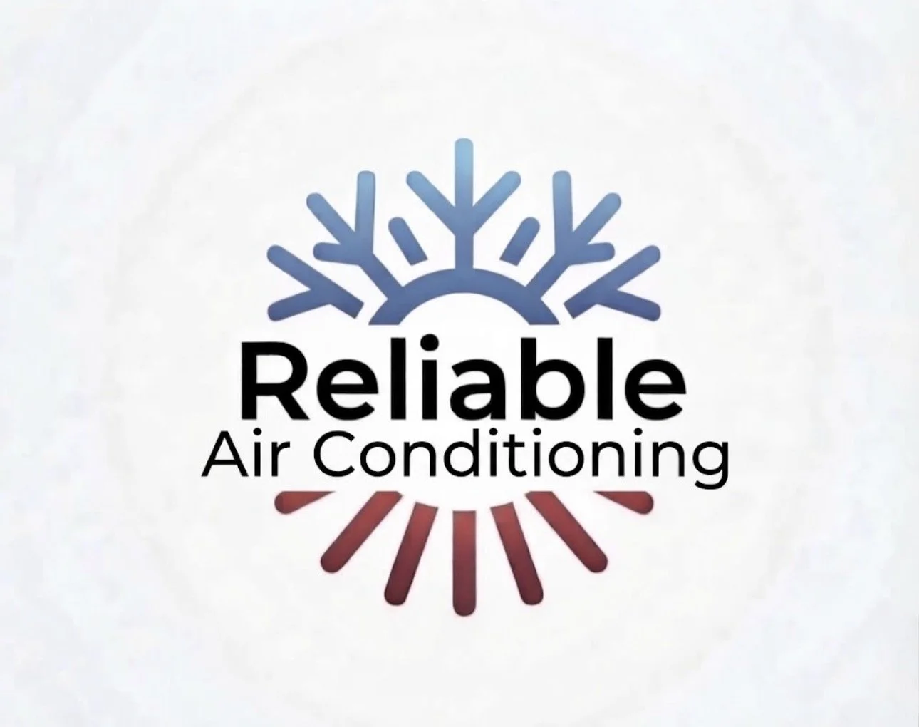 Logo with a blue snowflake and a red snowflake with the text 'Reliable Air Conditioning' in black and gray