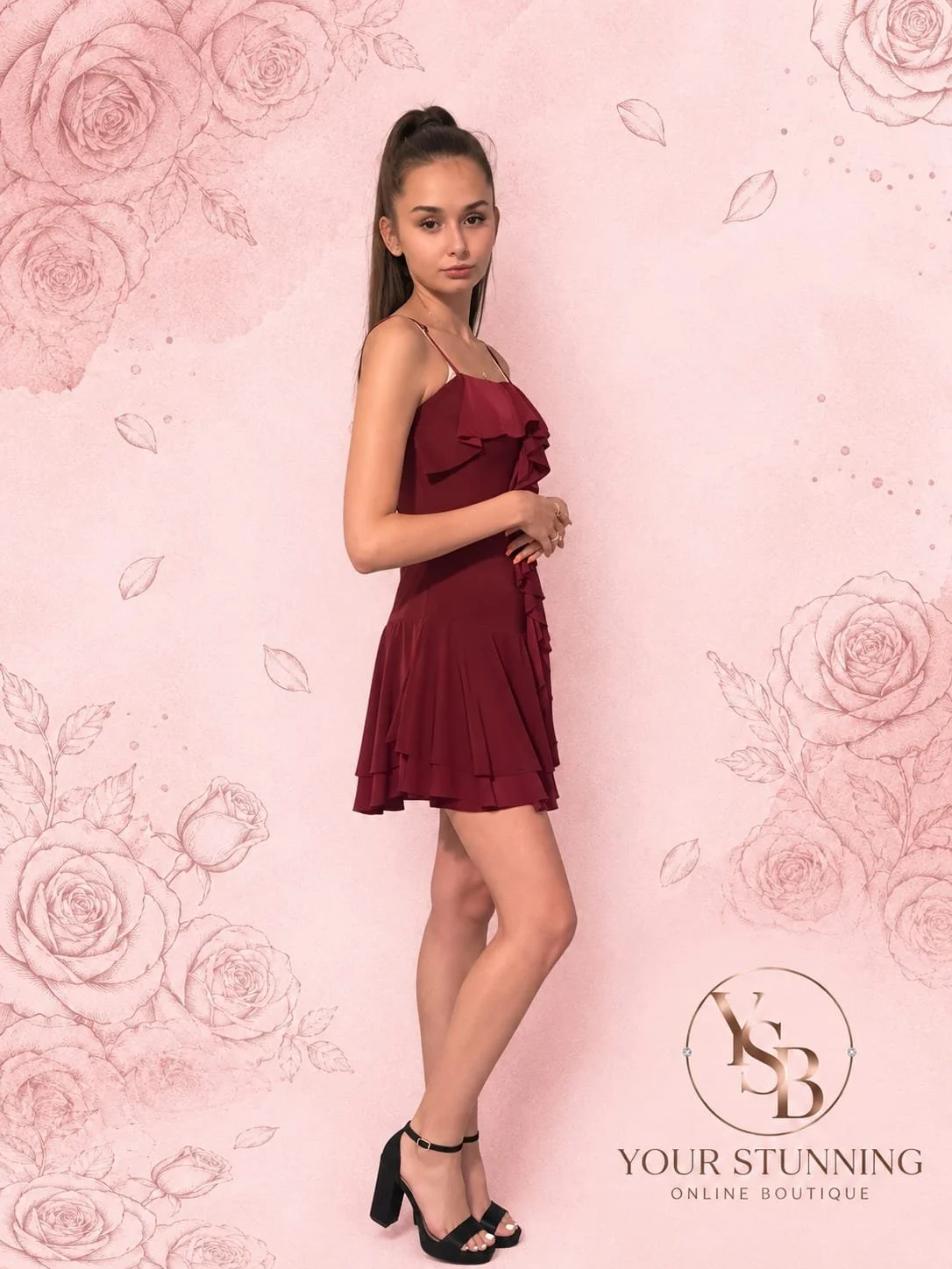 Ruffle Detail Mini Dress