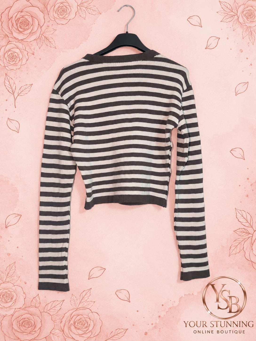Chocolate and Cream Striped Knit Cardigan