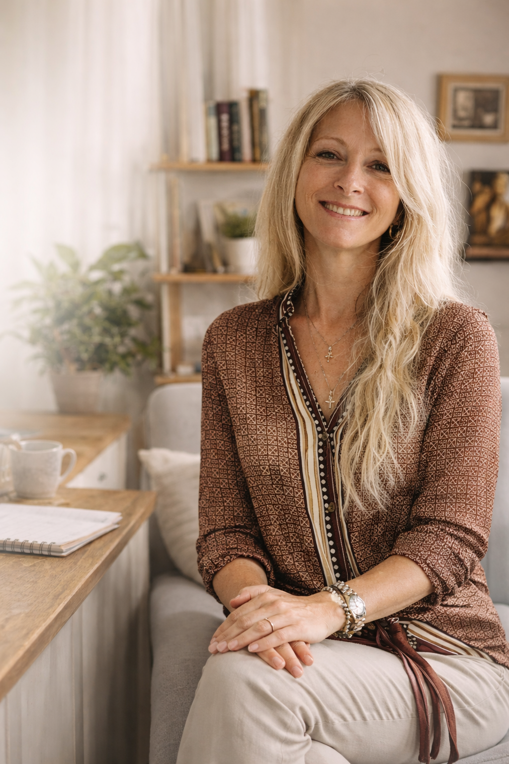 Francesca scaglia, di Stella Gialla, Parent coach e Life coach. Aiuta i genitori in difficoltà e le persone che vogliono migliorare la propria vita una donna sorridente con capelli biondo miele e lunghi