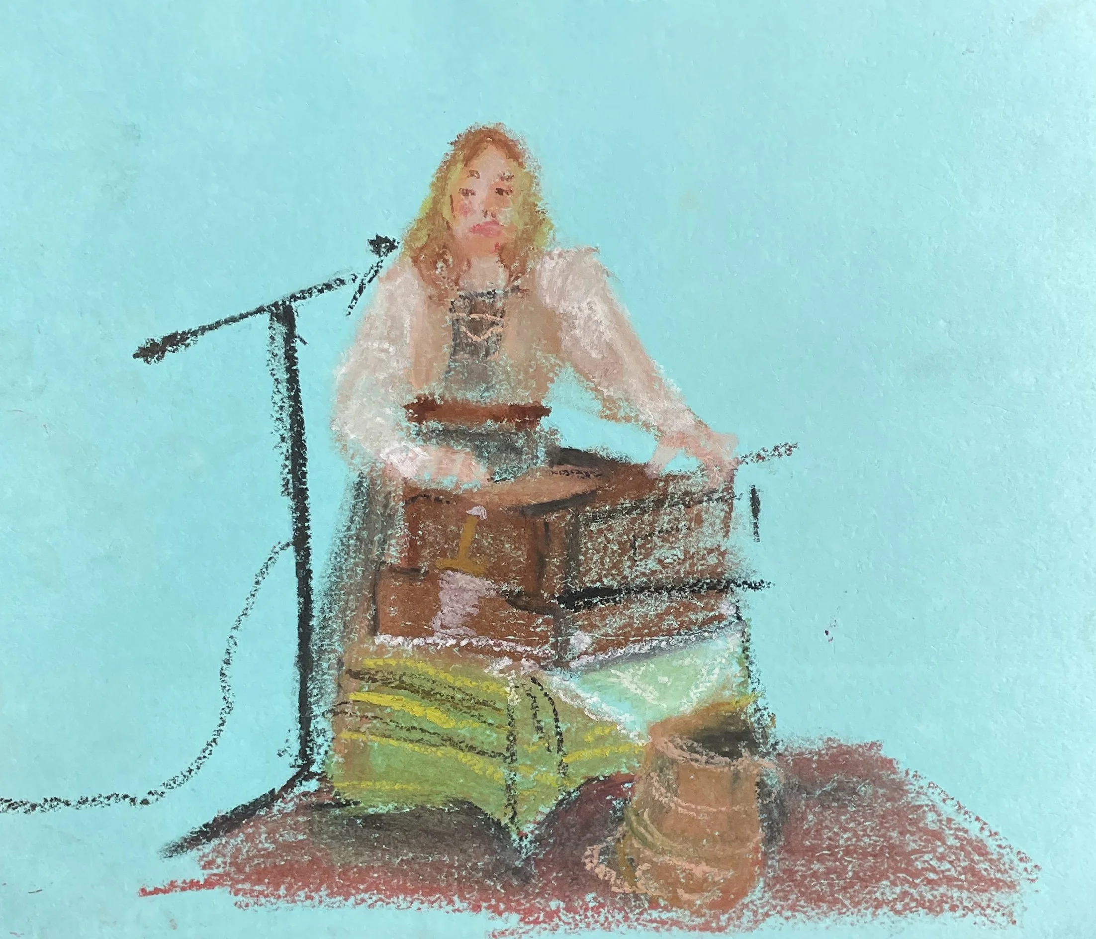 'Mari Mathias' oil pastel on paper