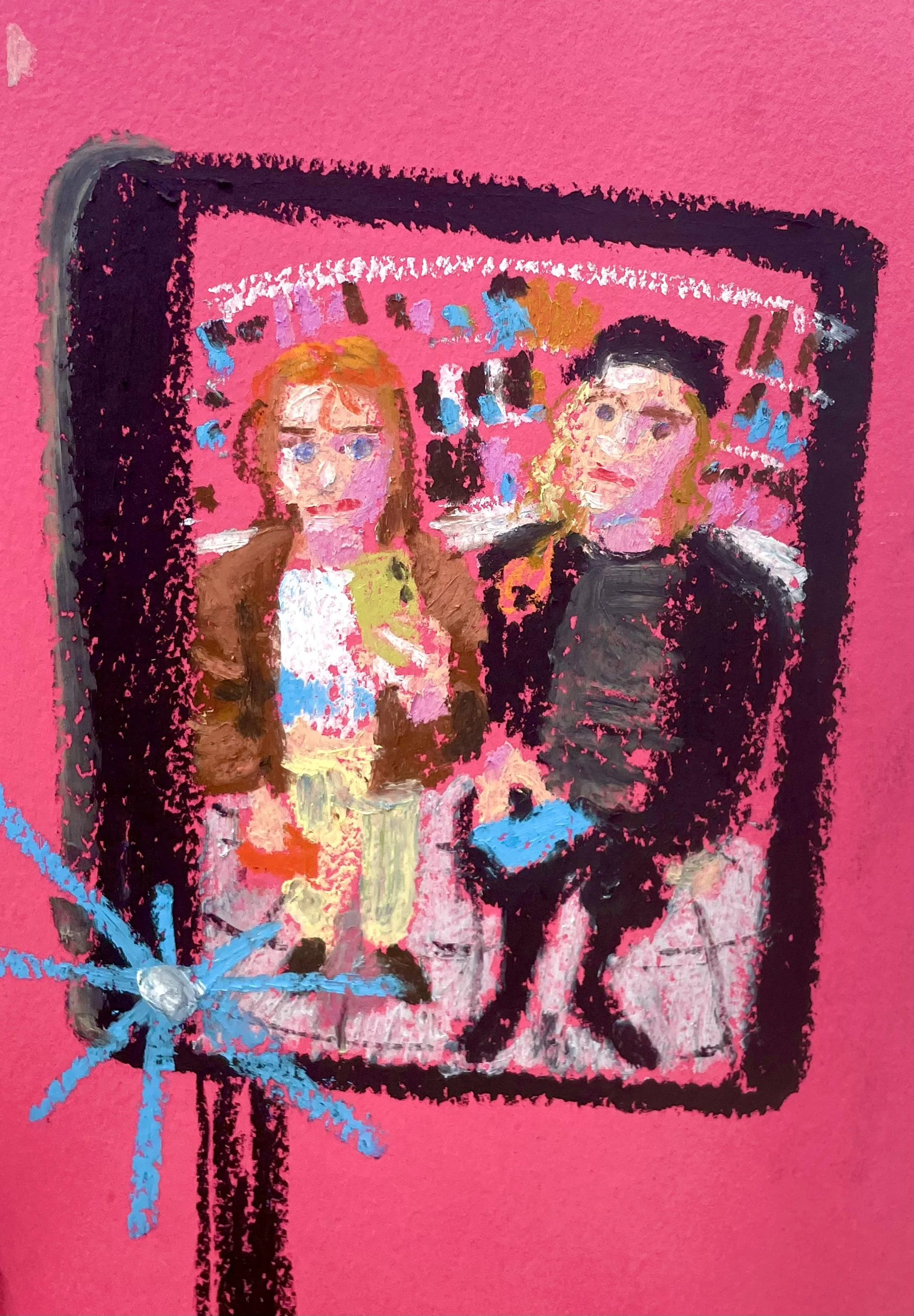 'Tesco Express' oil pastel on paper
