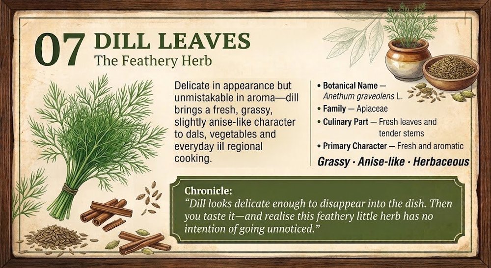 07 · DILL LEAVES — The Feathery Herb. Approved botanical editorial artwork.