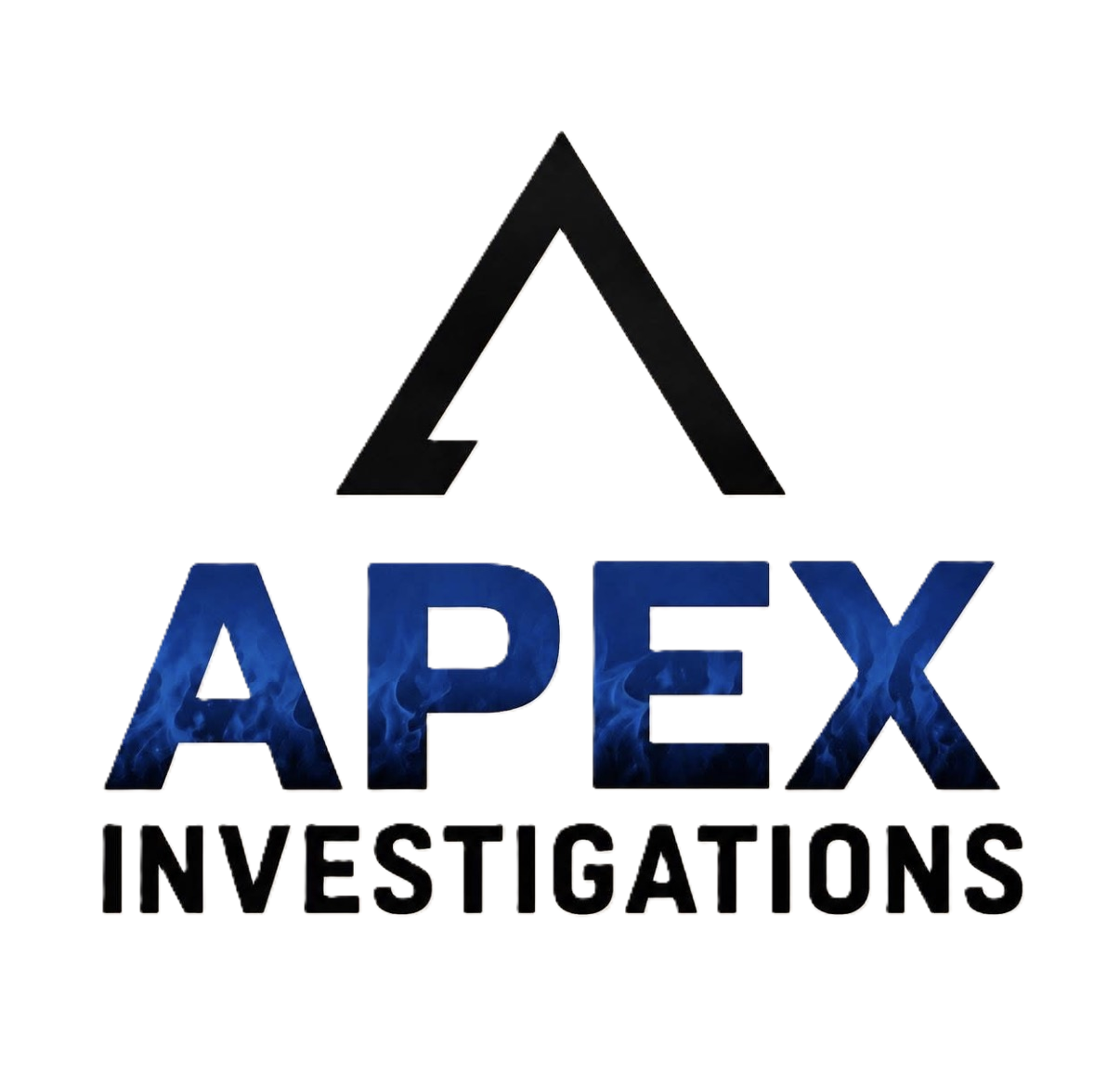 APEX INVESTIGATIONS logo with a black stylized mountain peak above the text.