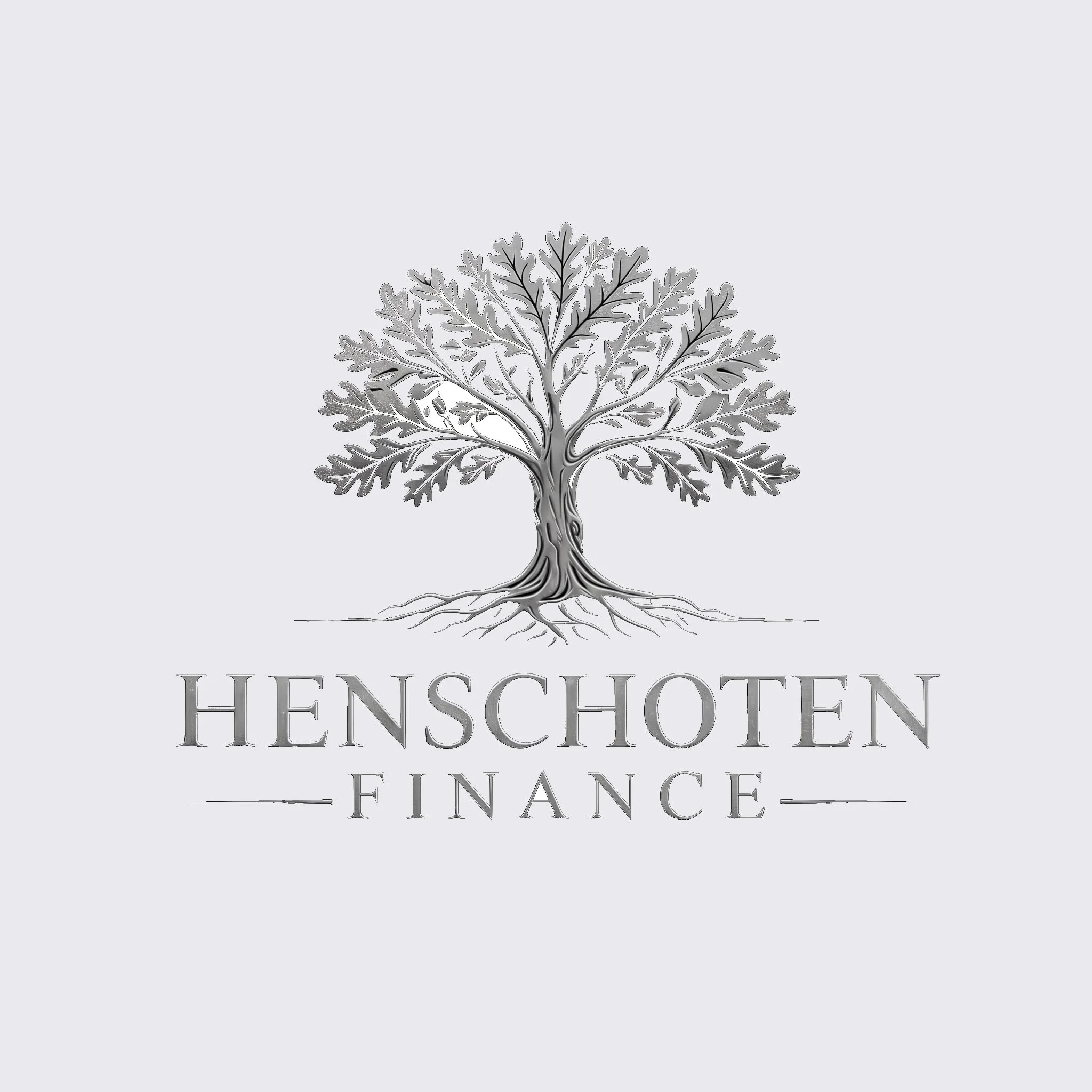 Henschel Financial logo featuring a stylized tree with detailed branches, accompanied by the company name in uppercase serif font.