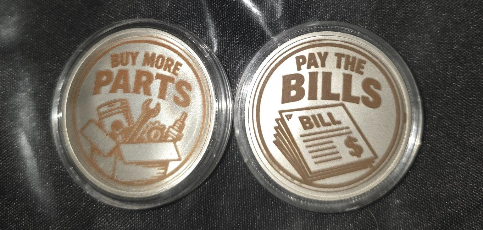 Buy More Parts / Pay the Bills Decision Coin