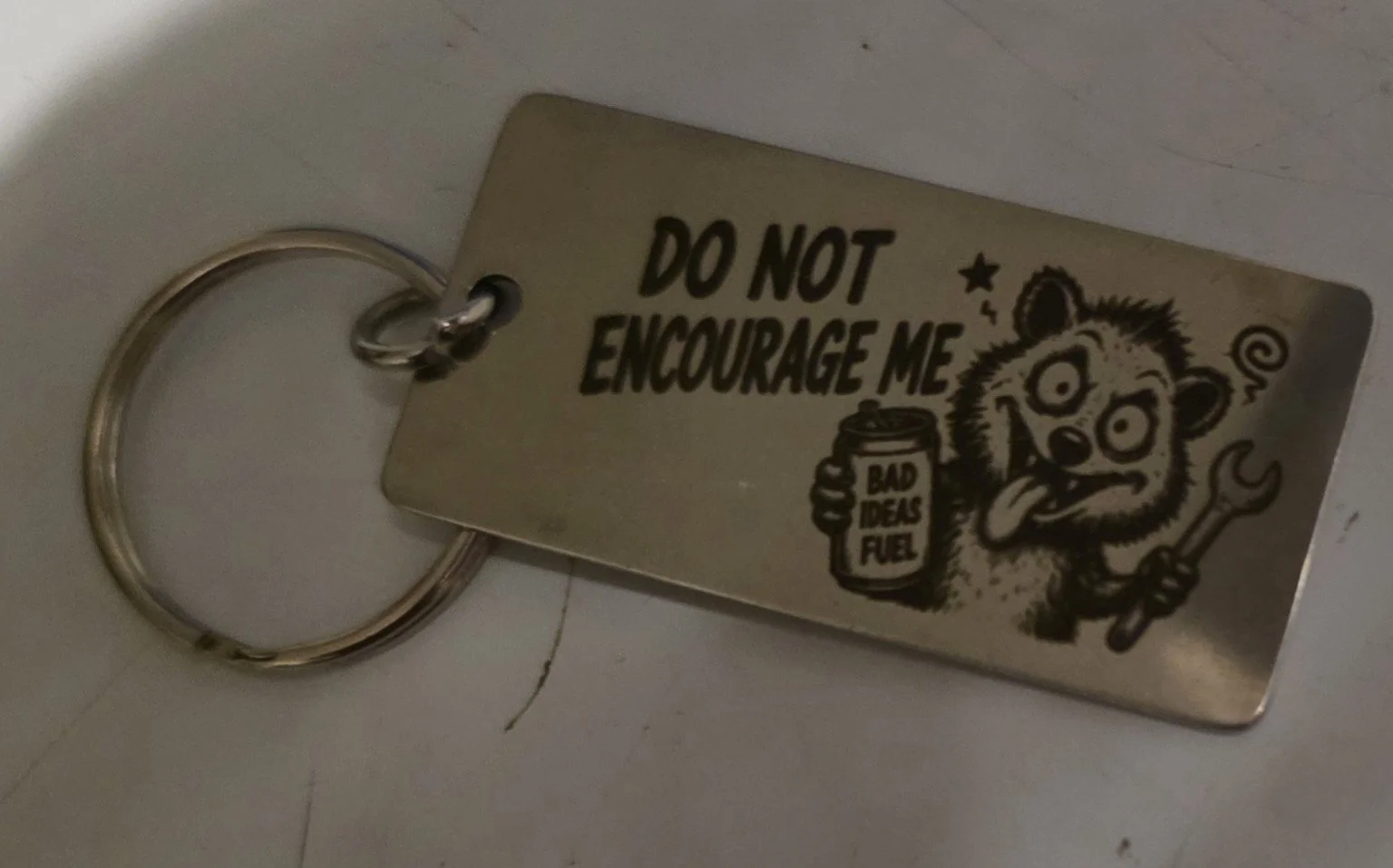 Do Not Encourage Me Metal Key Ring