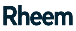Rheem logo in dark blue text